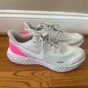 Nike Women's White and Pink Running Shoes